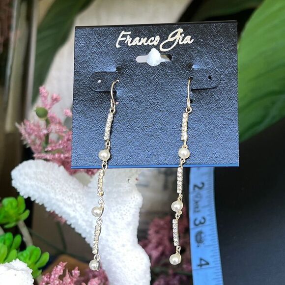 Gold / Pearl Franco Gia  Water Fall Dangle Earrings $16ea / 3 for $25 - Picture 1 of 7
